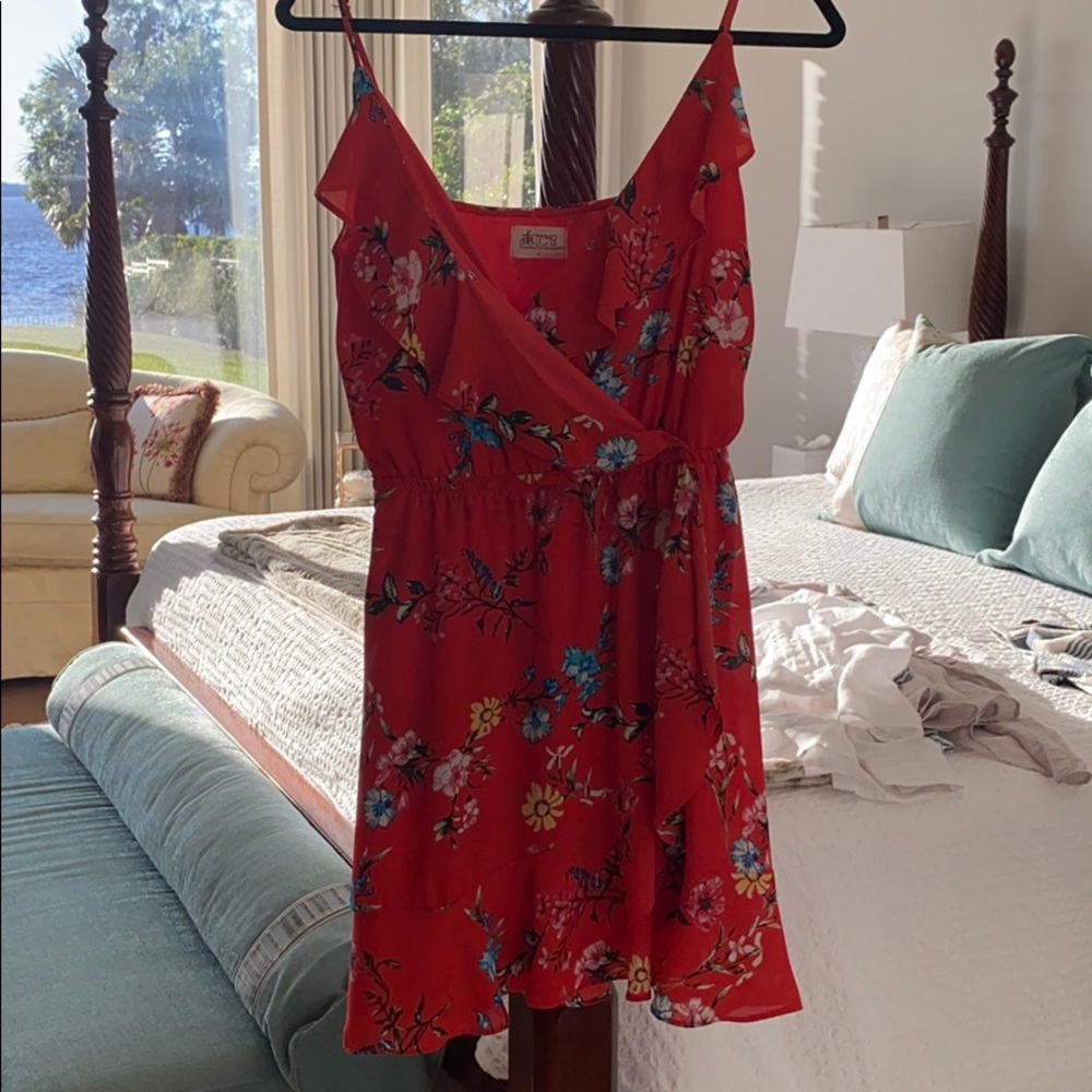 Red flower summer dress